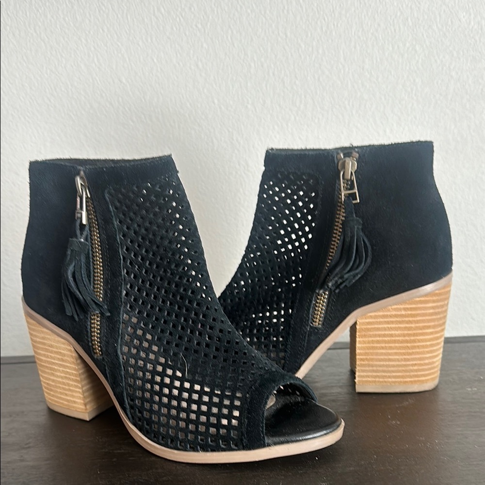 Black Suede Ankle Boots with Block Heel